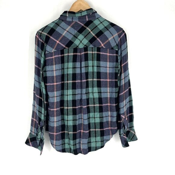 Rails Shirt Size Small Womens Teal Navy Pink Hunter Button Up Plaid Flannel - Picture 4 of 8